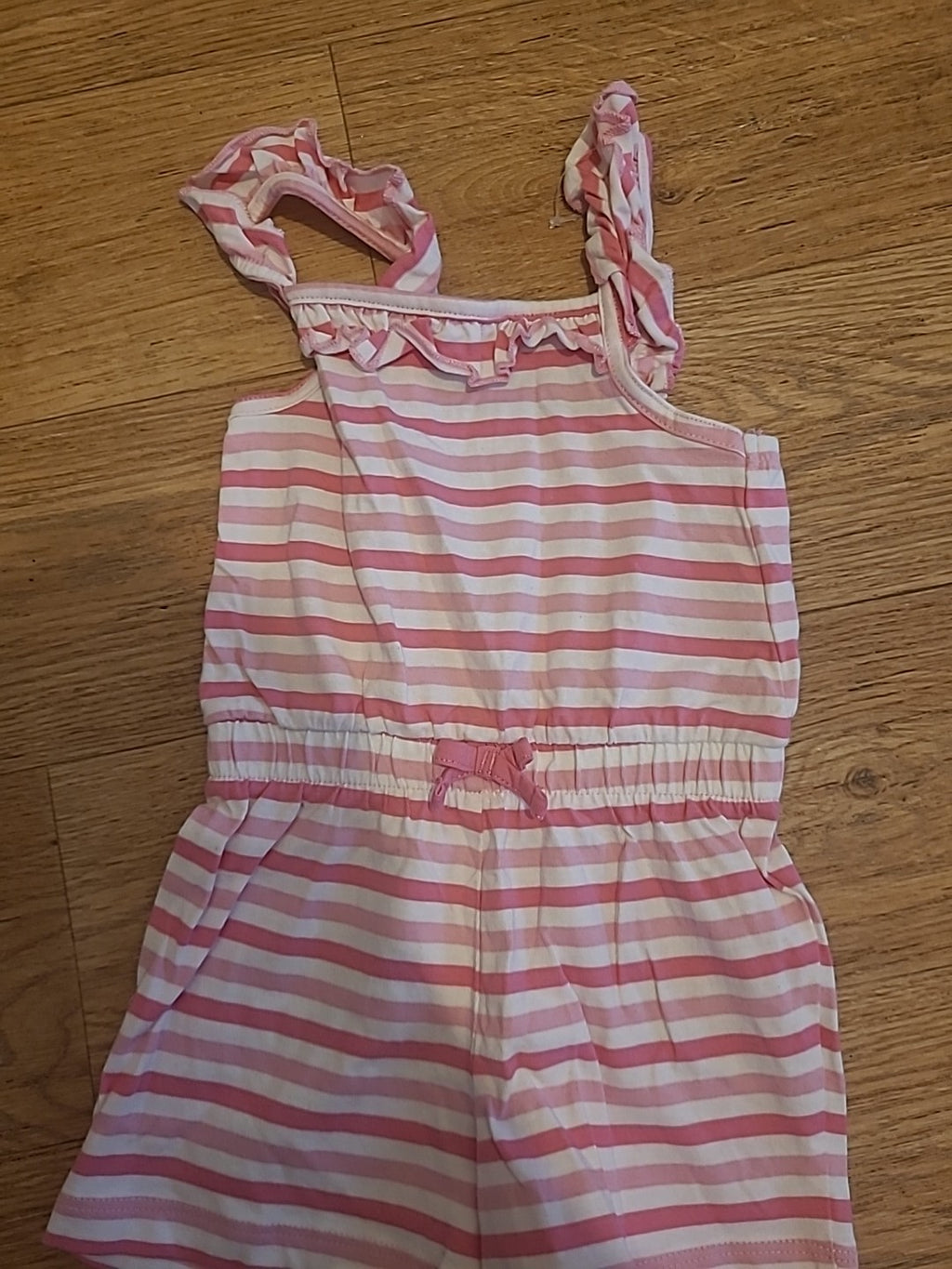 Girls George 12-18 Months Pink White Striped Playsuit