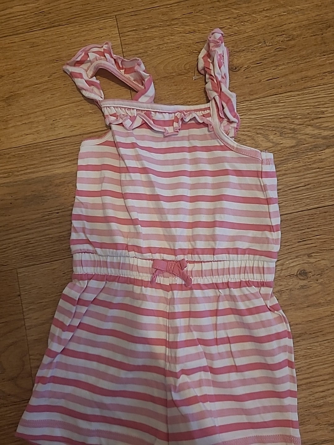 Girls George 12-18 Months Pink White Striped Playsuit