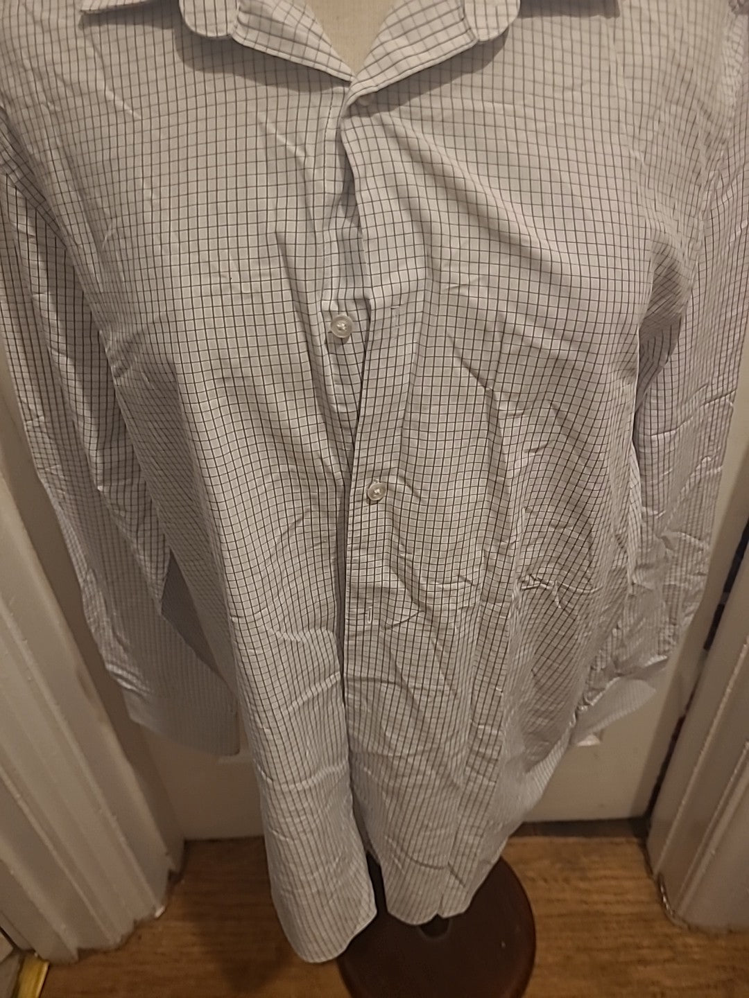 Mens Tu Size 16.5" Navy/White Check Long Sleeved Shirt Formal