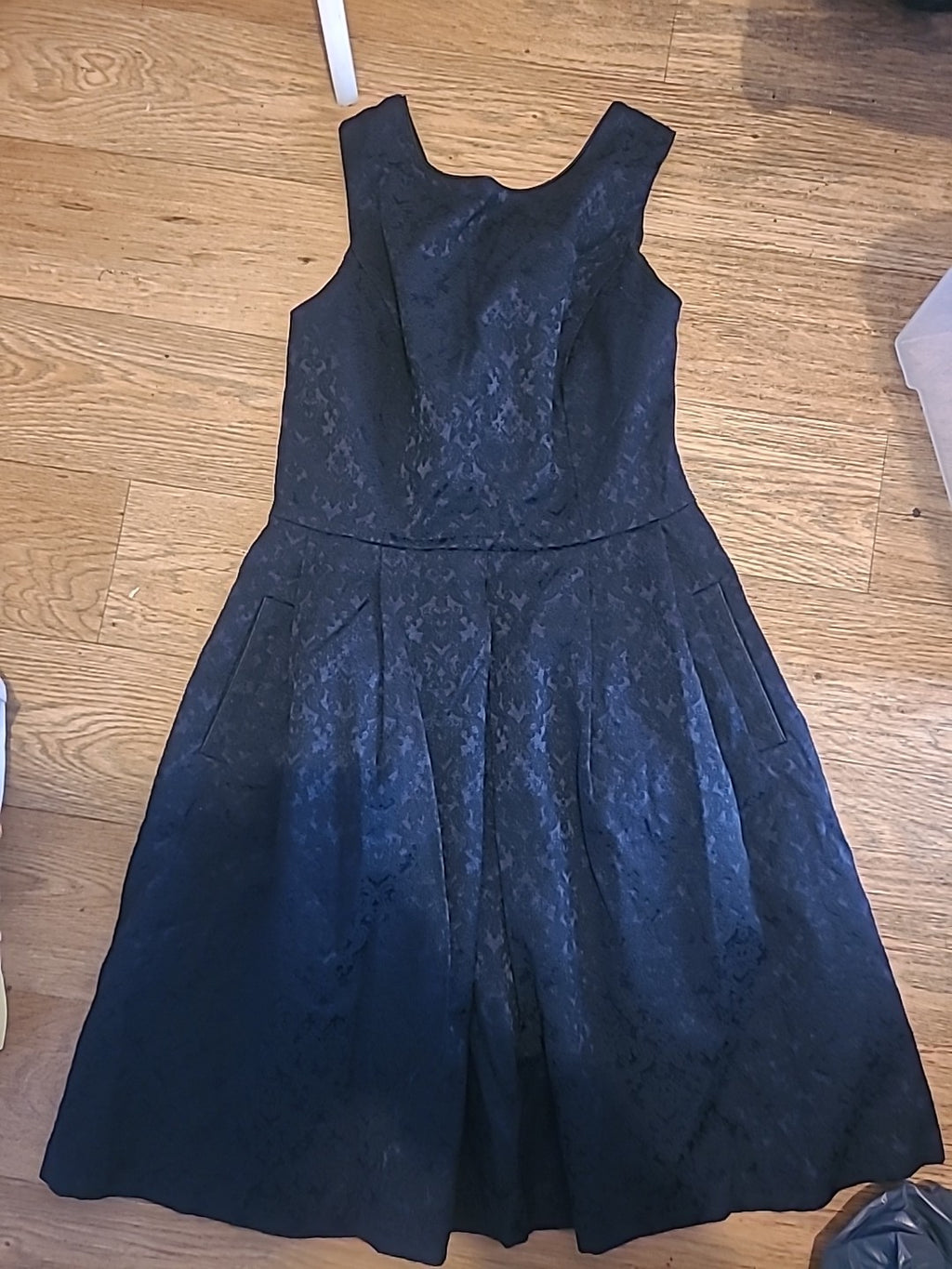 Ladies F&F Size 10 Black Textured Lined Sleeveless Dress