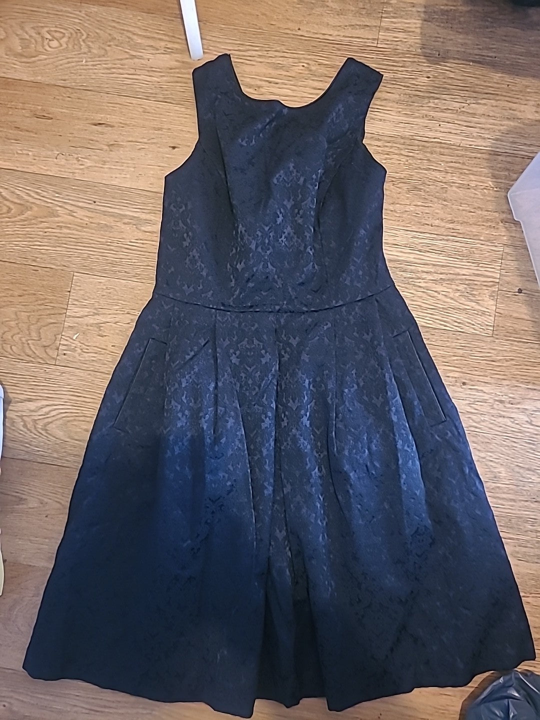 Ladies F&F Size 10 Black Textured Lined Sleeveless Dress