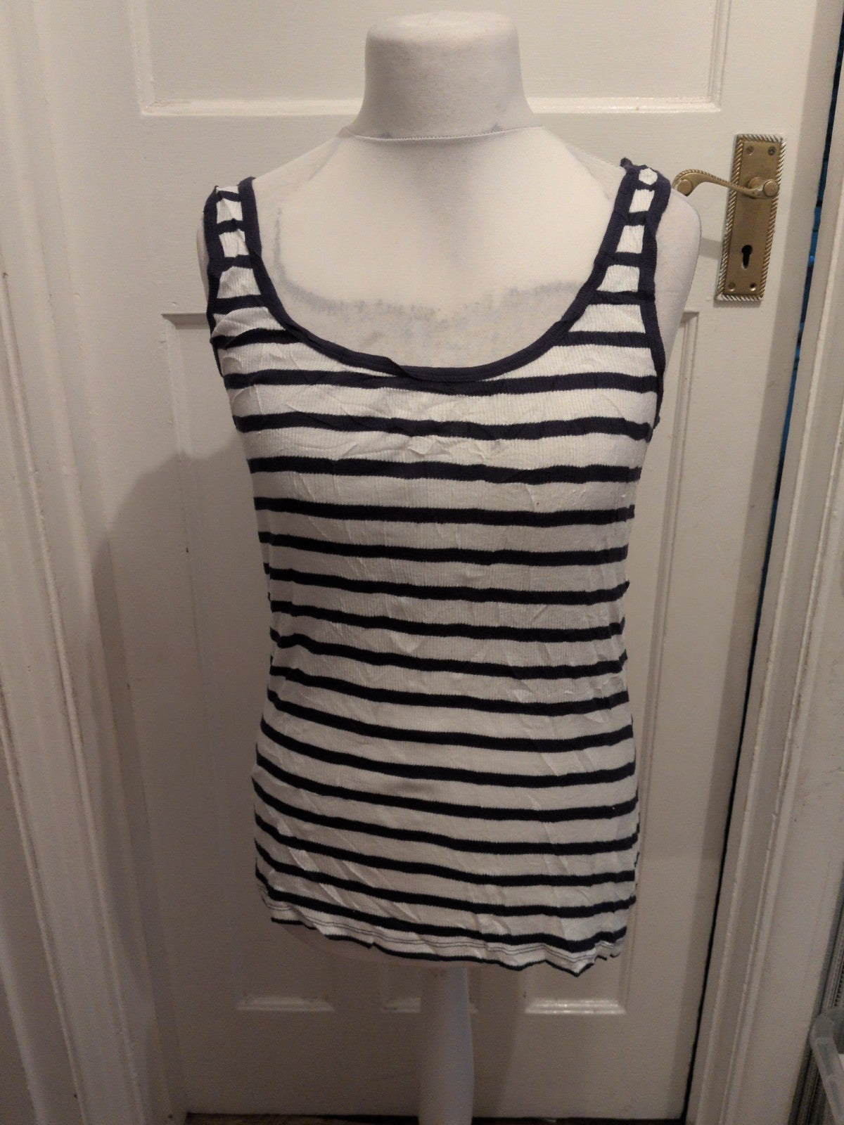 Primark 14 Navy Stripe Vest T-shirt