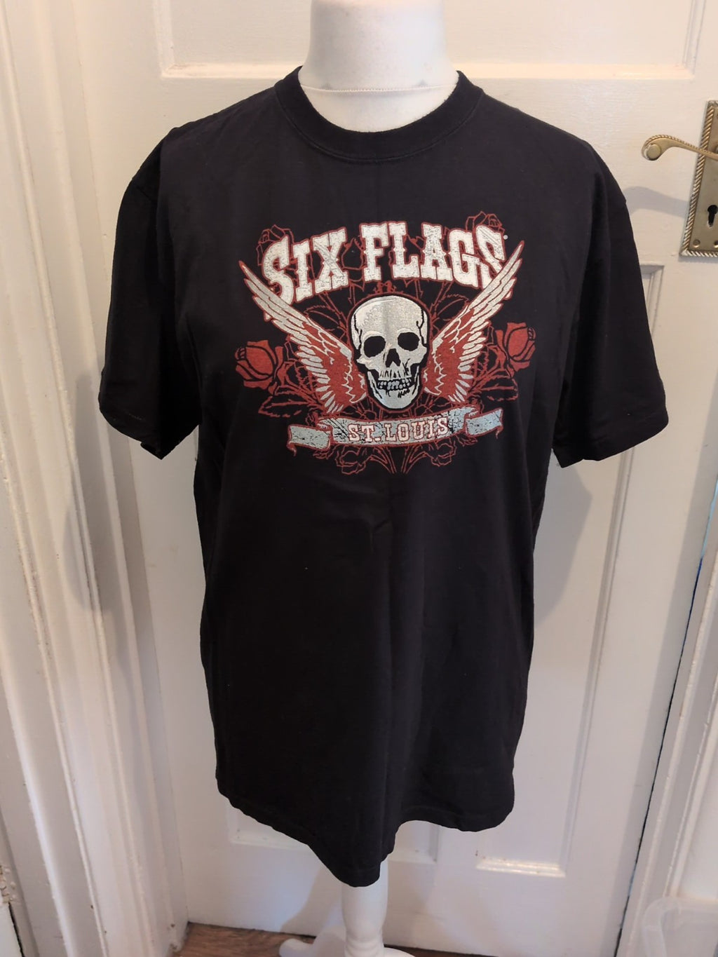 Six Flags Large Black Print Short Sleeve T-shirt