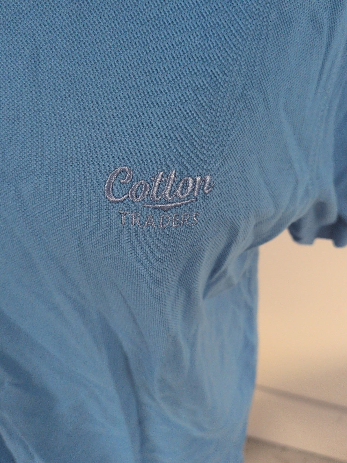 Cotton Traders Medium Blue Short Sleeve Polo