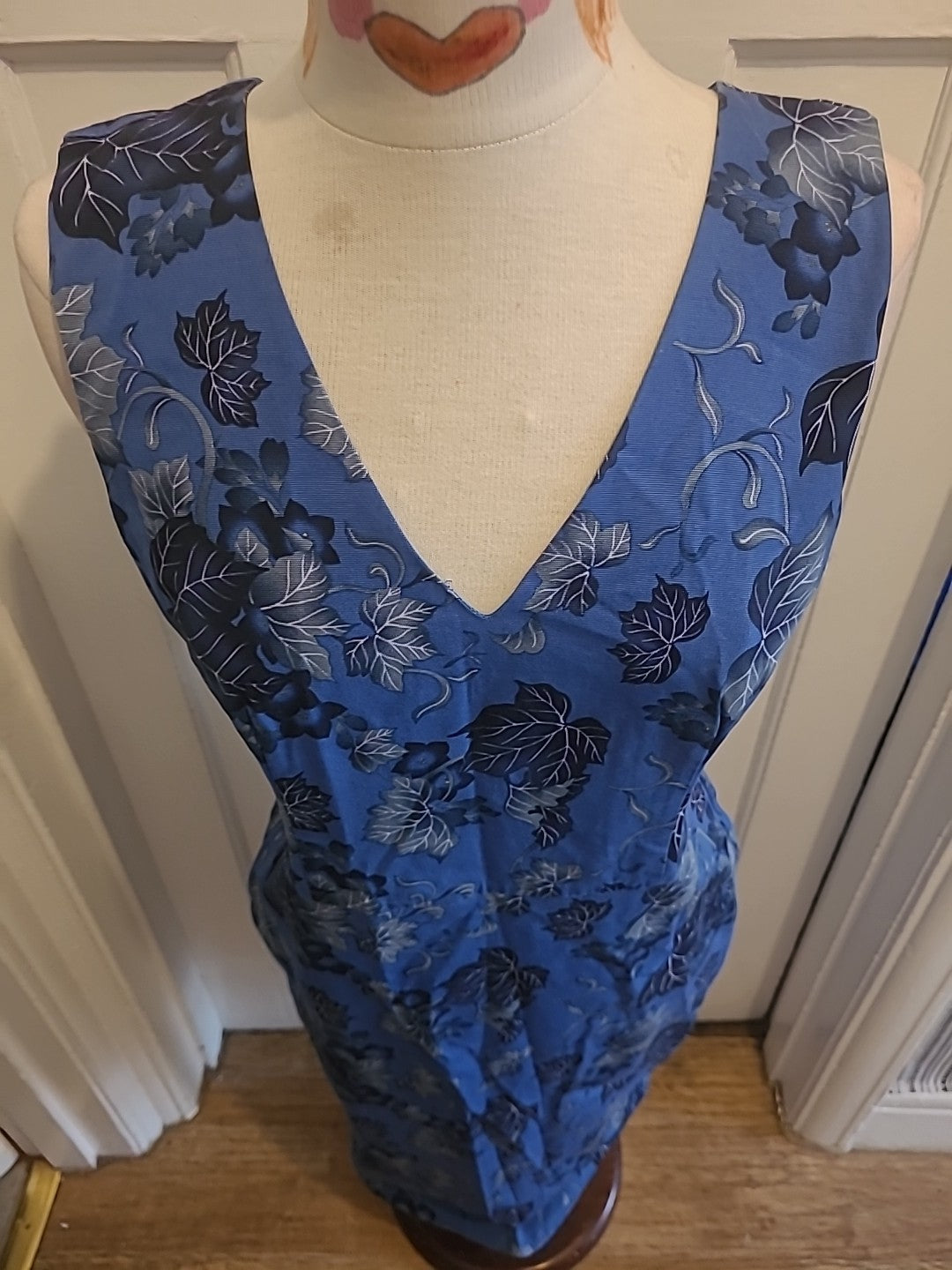 Ladies Oasis Size 12 Blue Black Grey Sleeveless Floral Dress