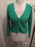 Primark 12-14 Green V Neck Rib Long Sleeve Cardigan