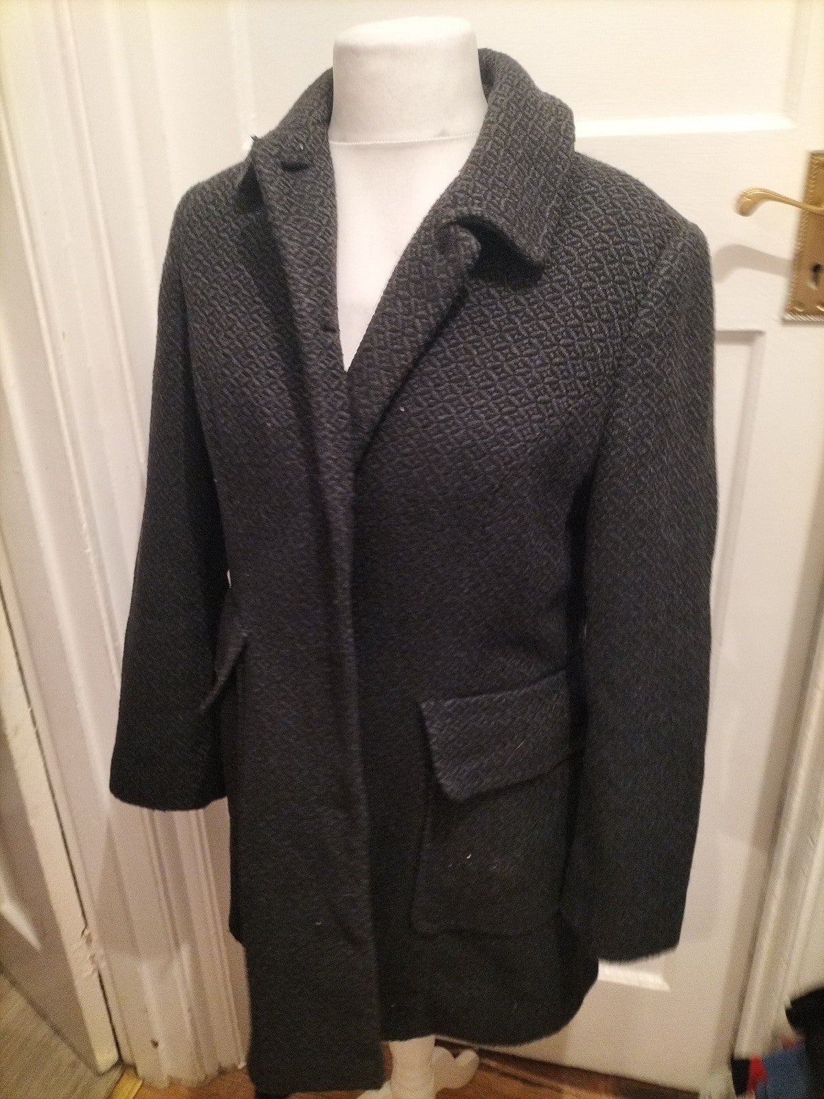 Tu 16 Black Grey Collared Jacket Lined