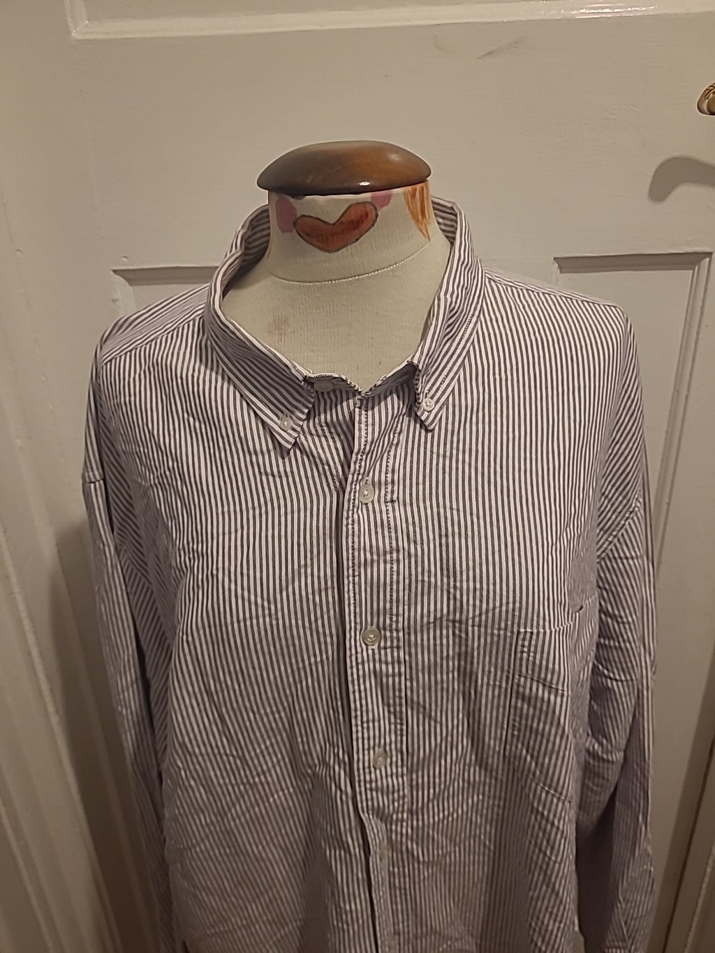 Mens Hawkshead Size 2XL Purple/White Striped Long Sleeved Shirt
