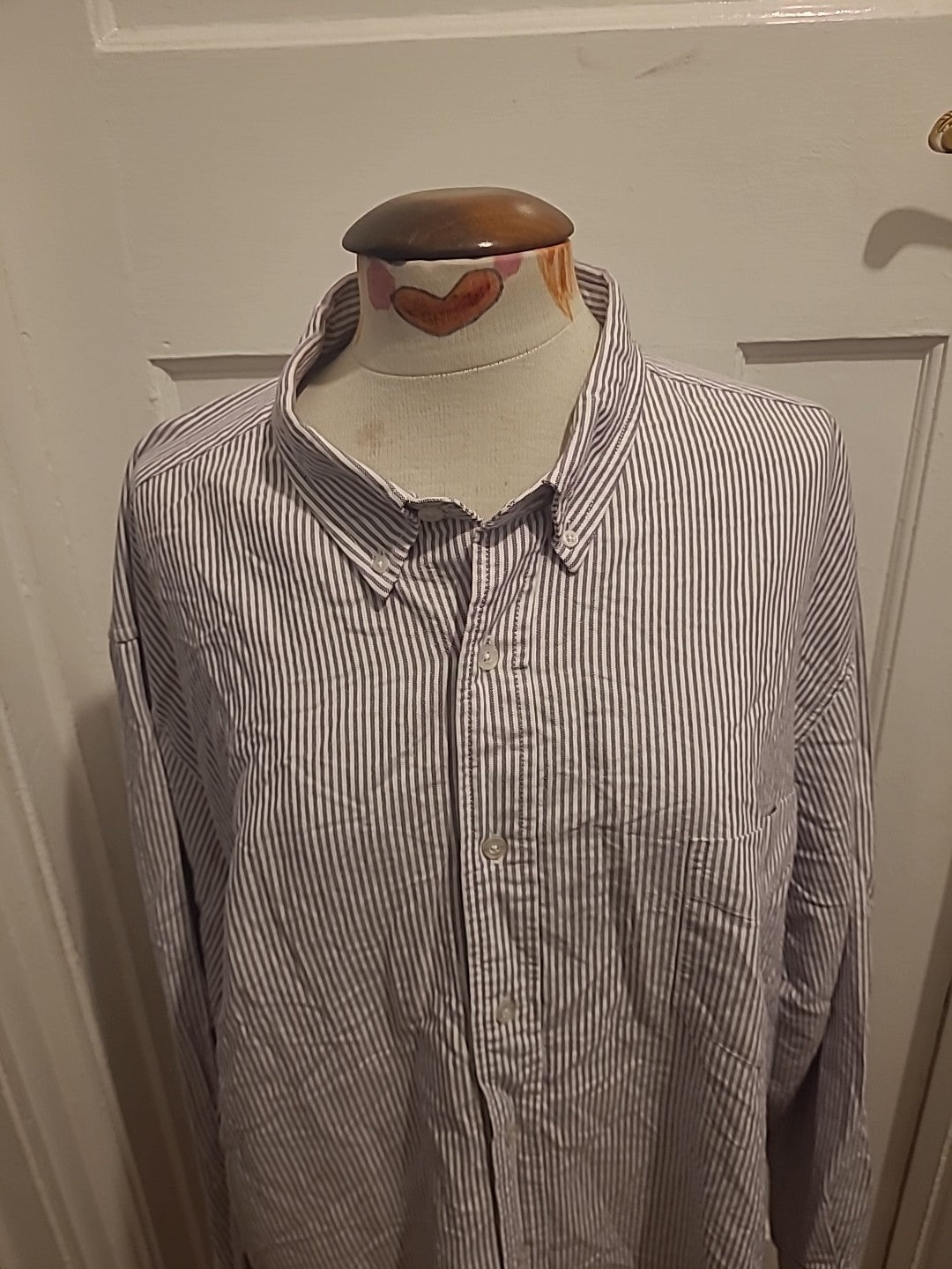 Mens Hawkshead Size 2XL Purple/White Striped Long Sleeved Shirt