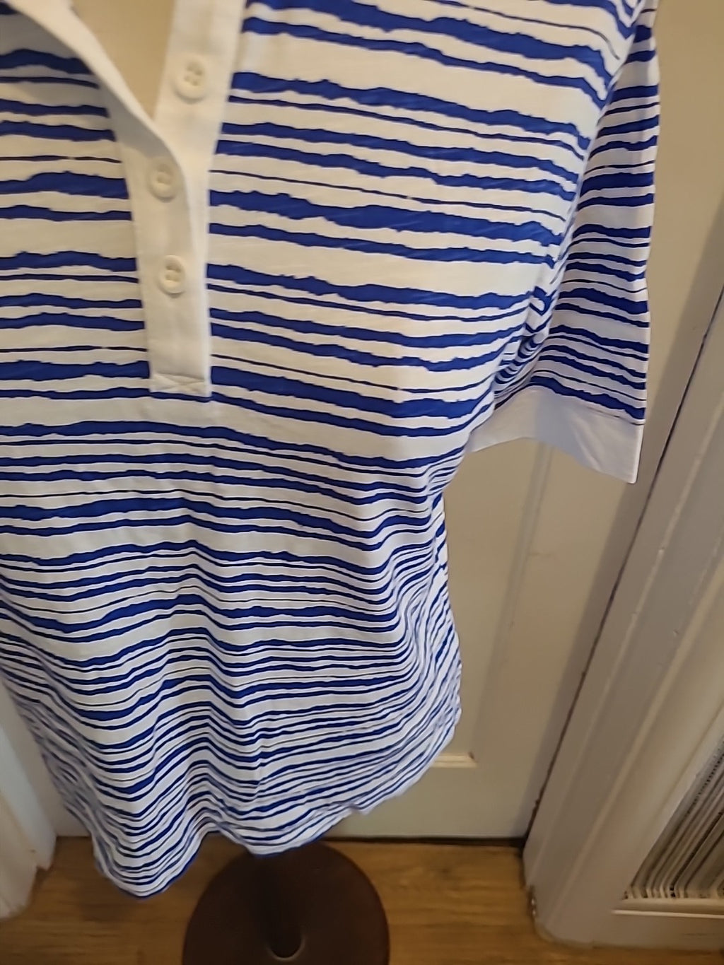 Mens Lark Size Medium Blue White Short Sleeved Polo