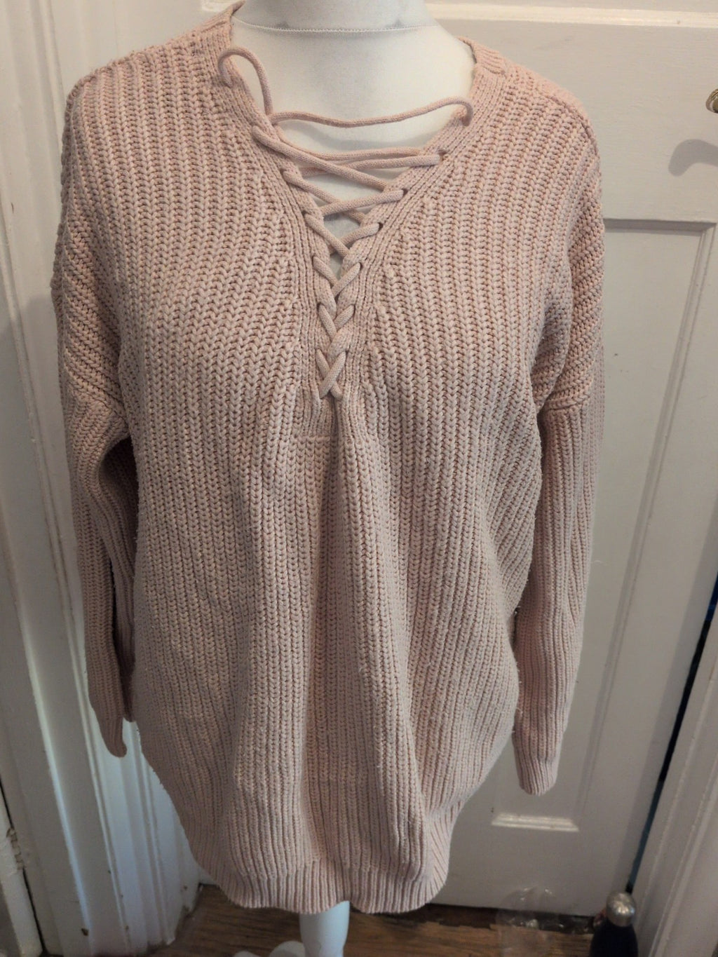 XL Pink Knit Long Sleeve Pullover Jumper