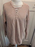 XL Pink Knit Long Sleeve Pullover Jumper