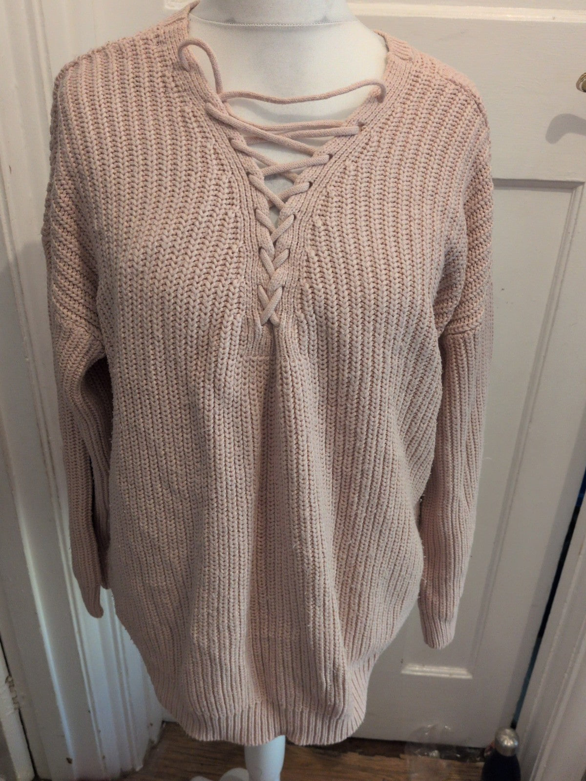 XL Pink Knit Long Sleeve Pullover Jumper