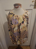 Ladies Dorothy Perkins Size 12 Pink Yellow Beige Black Aztec Sleeveless Tshirt