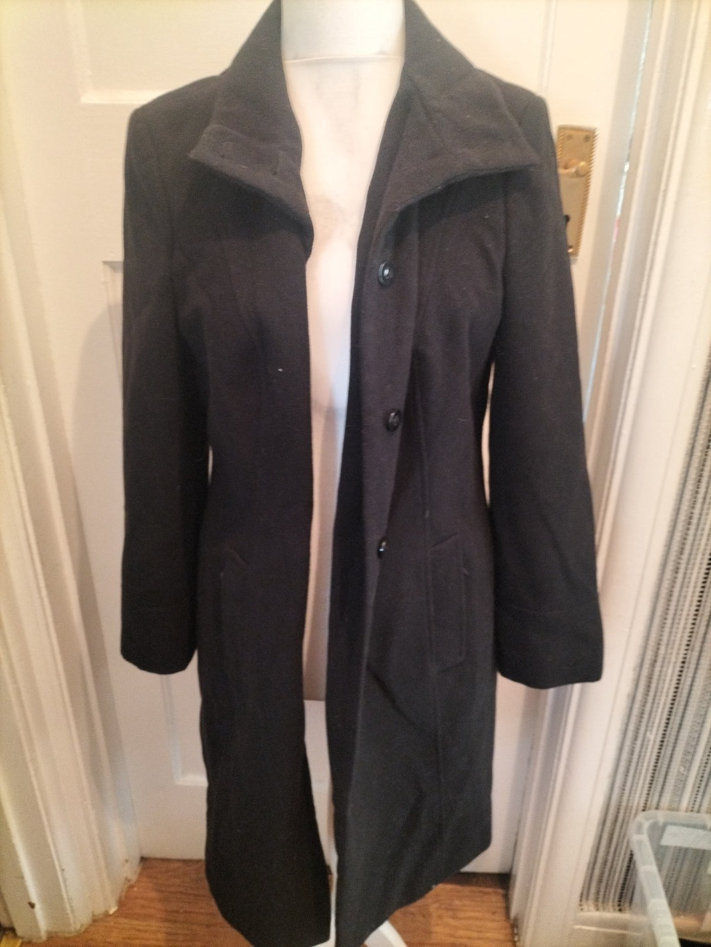 Ladies Debenhams Size 16 Black Lined Longline Coat