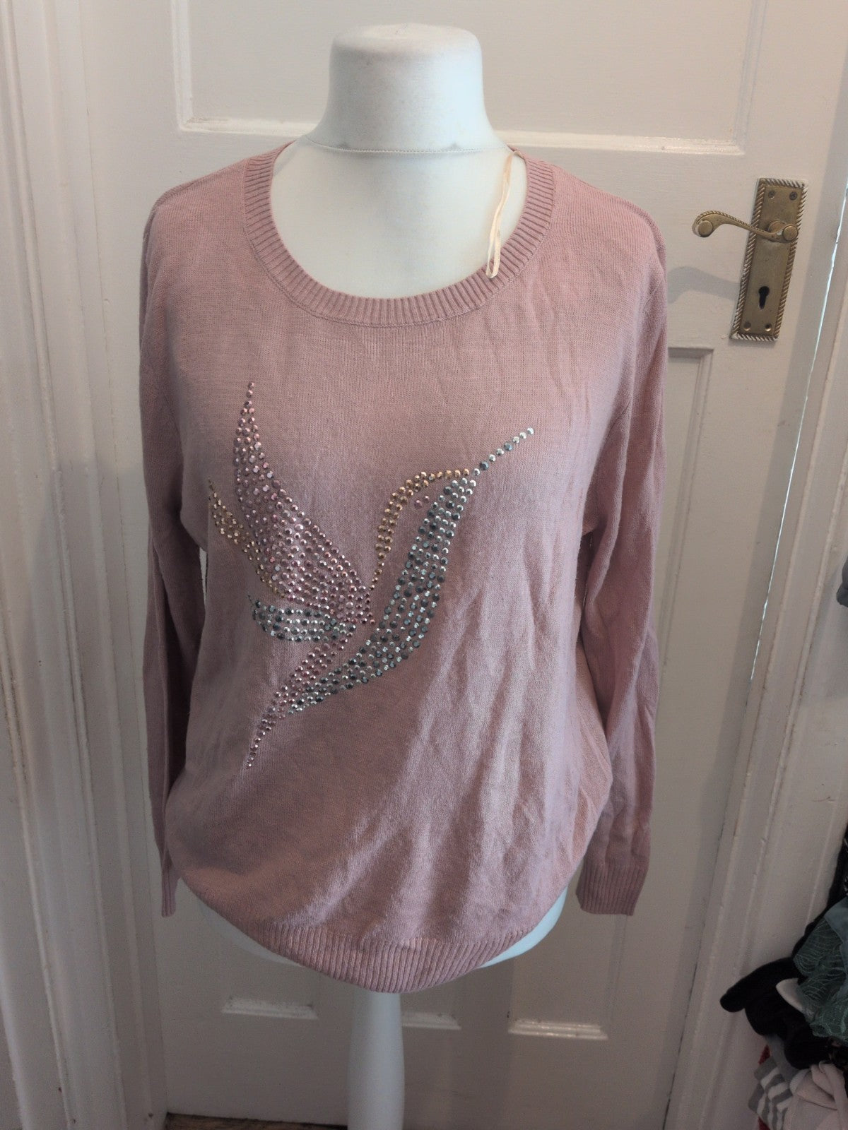 So Fabulous 20 Pink Long Sleeve Diamante Bird Jumper