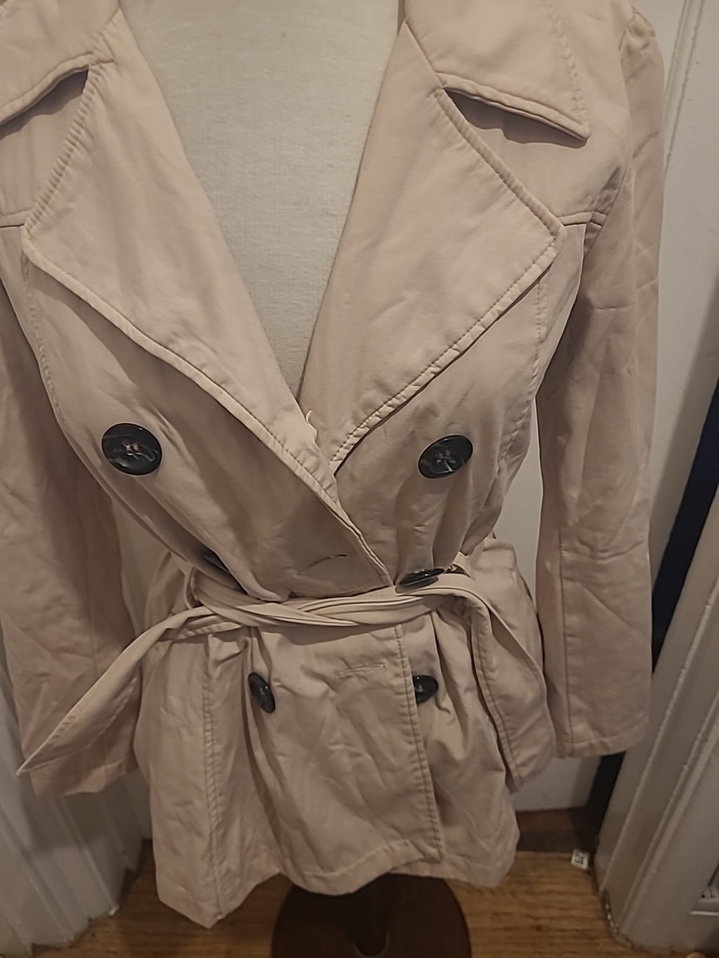 Ladies New Look Size 10 Baby Pink Long Sleeved Coat With Belt