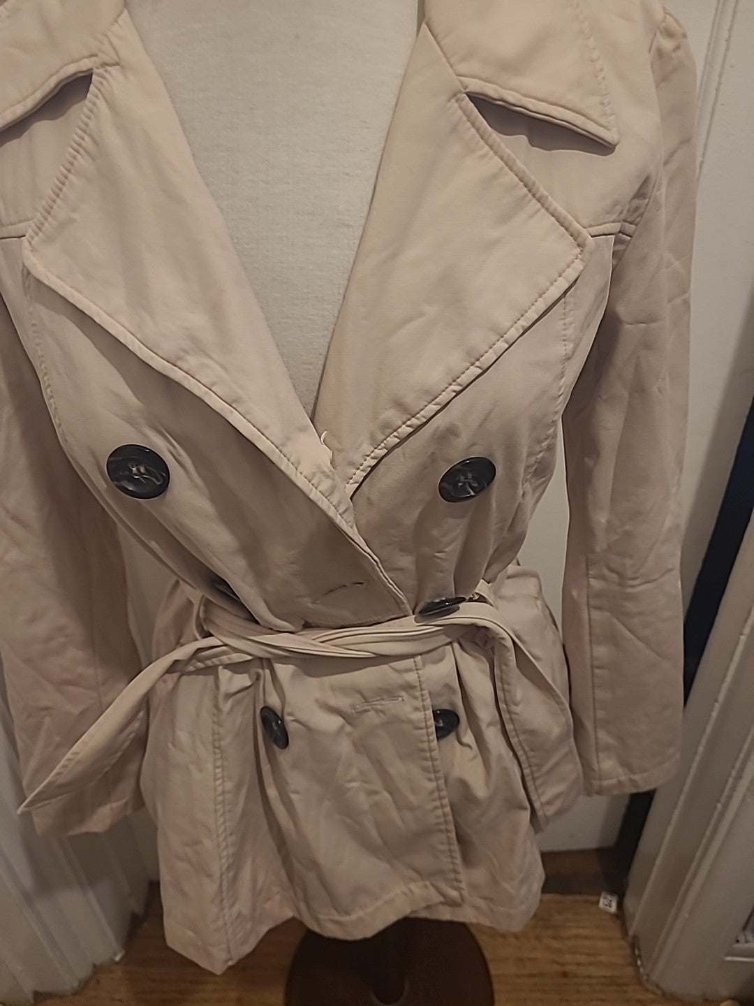 Ladies New Look Size 10 Baby Pink Long Sleeved Coat With Belt