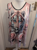 Ladies 3XL Multi Tiger Image Print Sleeveless T-shirt