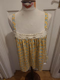 Ladies Monsoon Size Small Mustard Blue Floral Sleeveless Cami Top