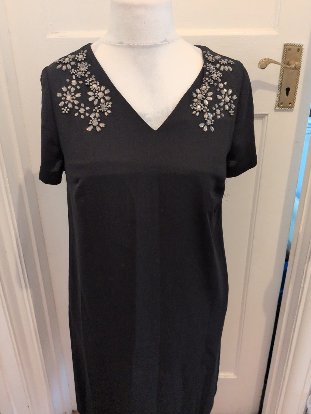 Gok For Tu 12 Black Short Sleeve Dress With Diamante Neck
