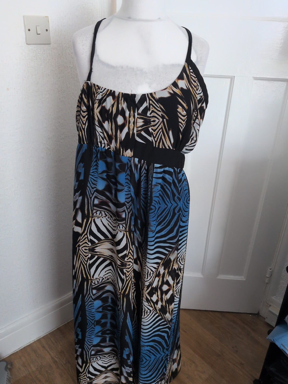 Ladies George Size 20 Multi Colour Strappy Long Length Dress
