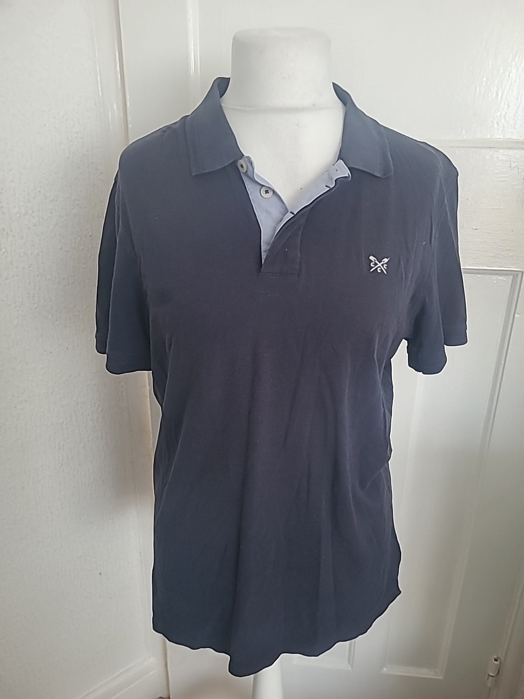 Mens Navy Short Sleeved Polo Medium