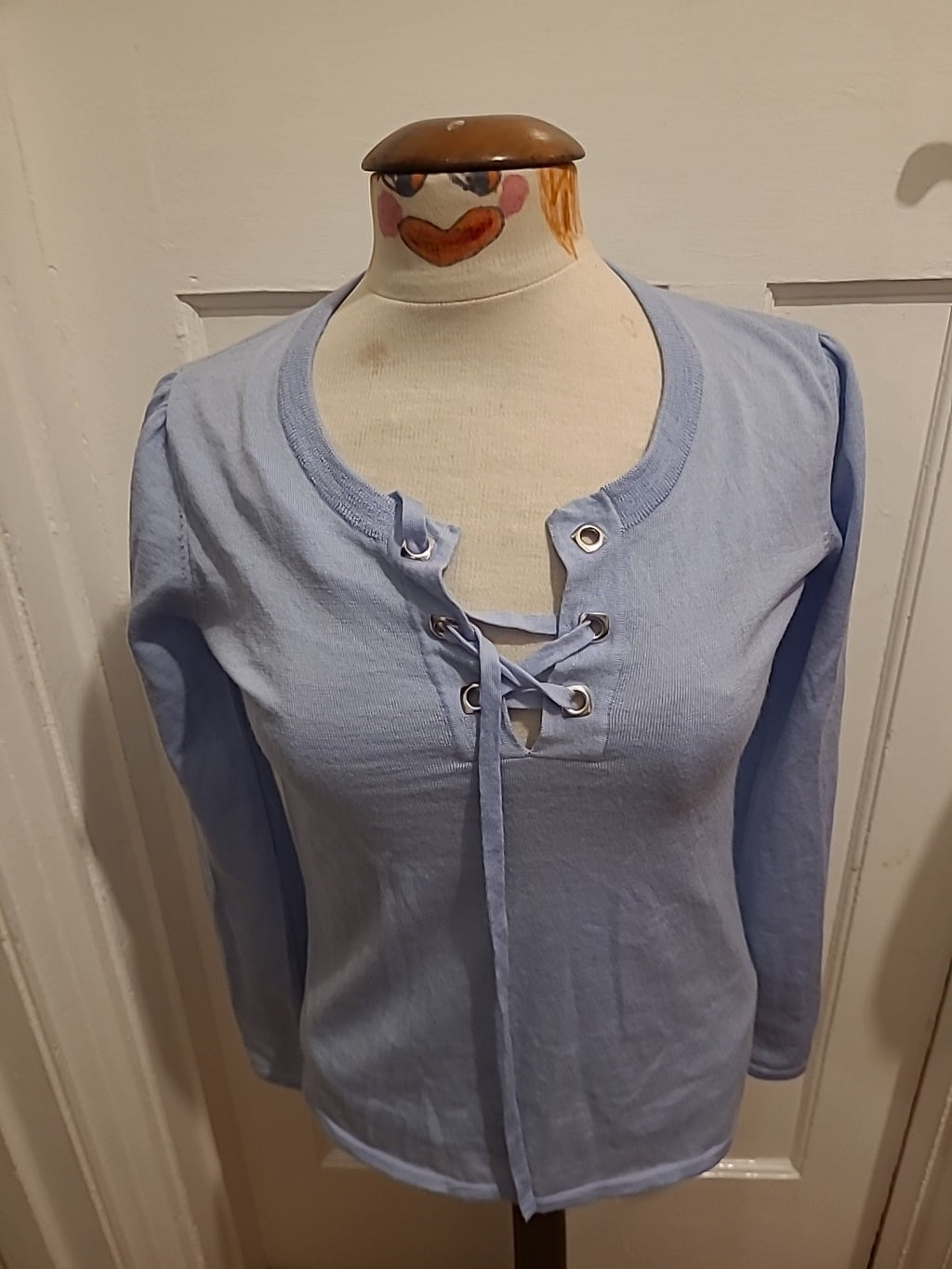 Ladies Viyella Size Small Blue Long Sleeved Tshirt