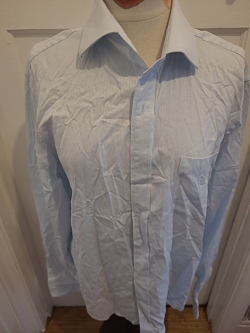Mens Next City Collection Size 16.5" Blue Detailed Pure Cotton Long Sleeved...