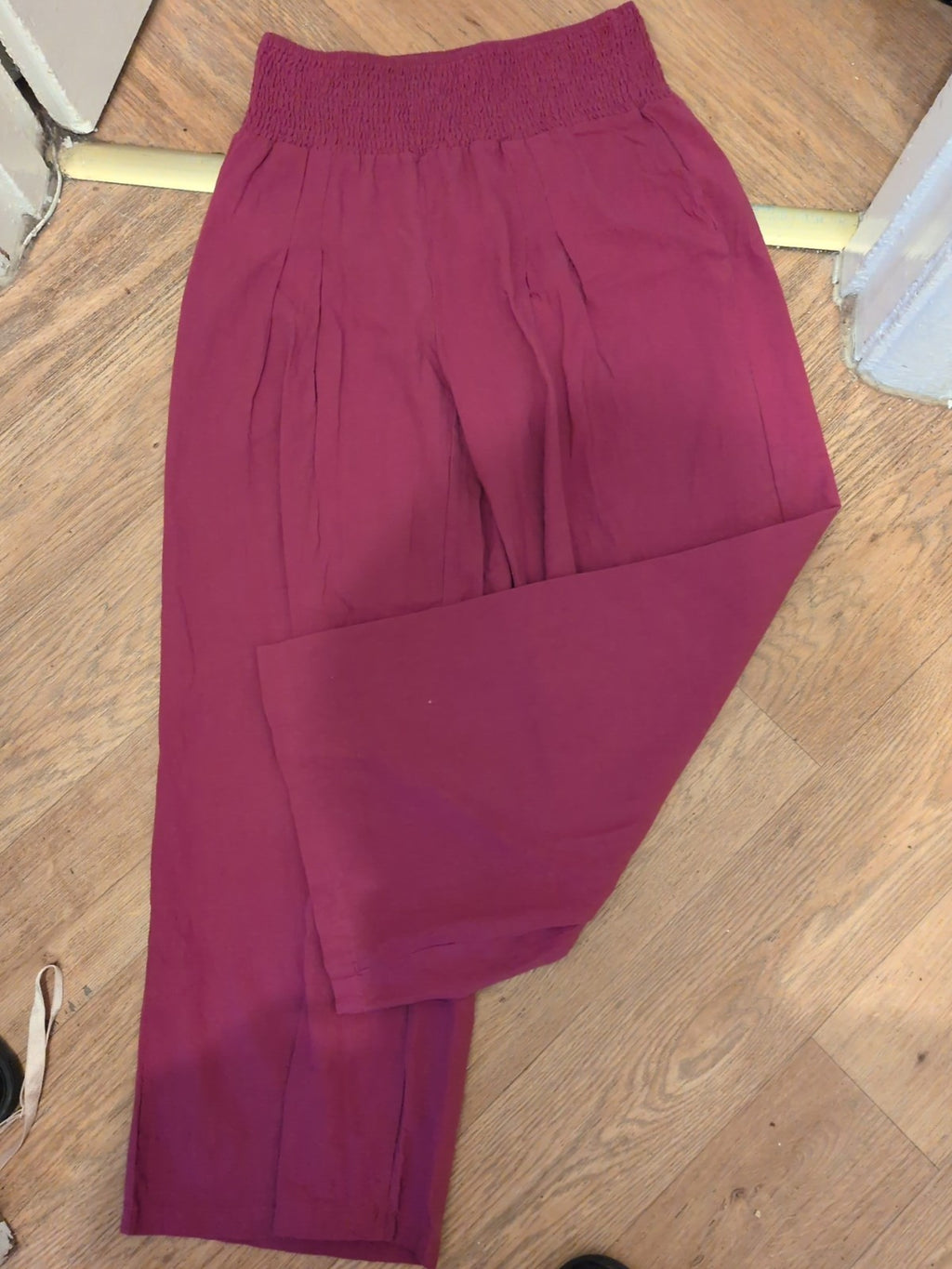 XL Purple High Bubblehem Waist Straight Leg Trousers