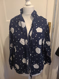 Ladies Marks And Spencer Size 16 Navy And White Buttoned Pyjama Top