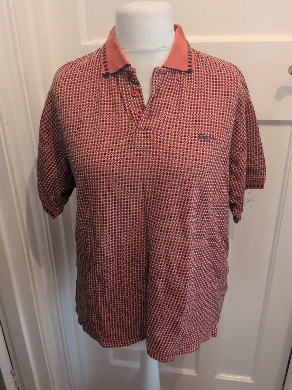 Hippo Medium Orange And Black Short Sleeve Polo