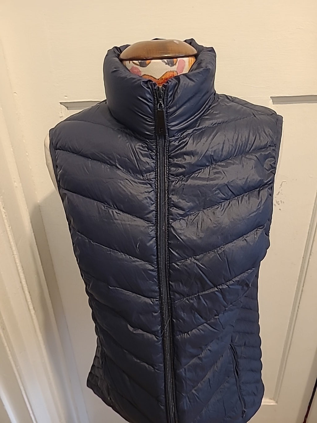 Ladies Size 12 Navy With Floral Lining Puffer Jacket