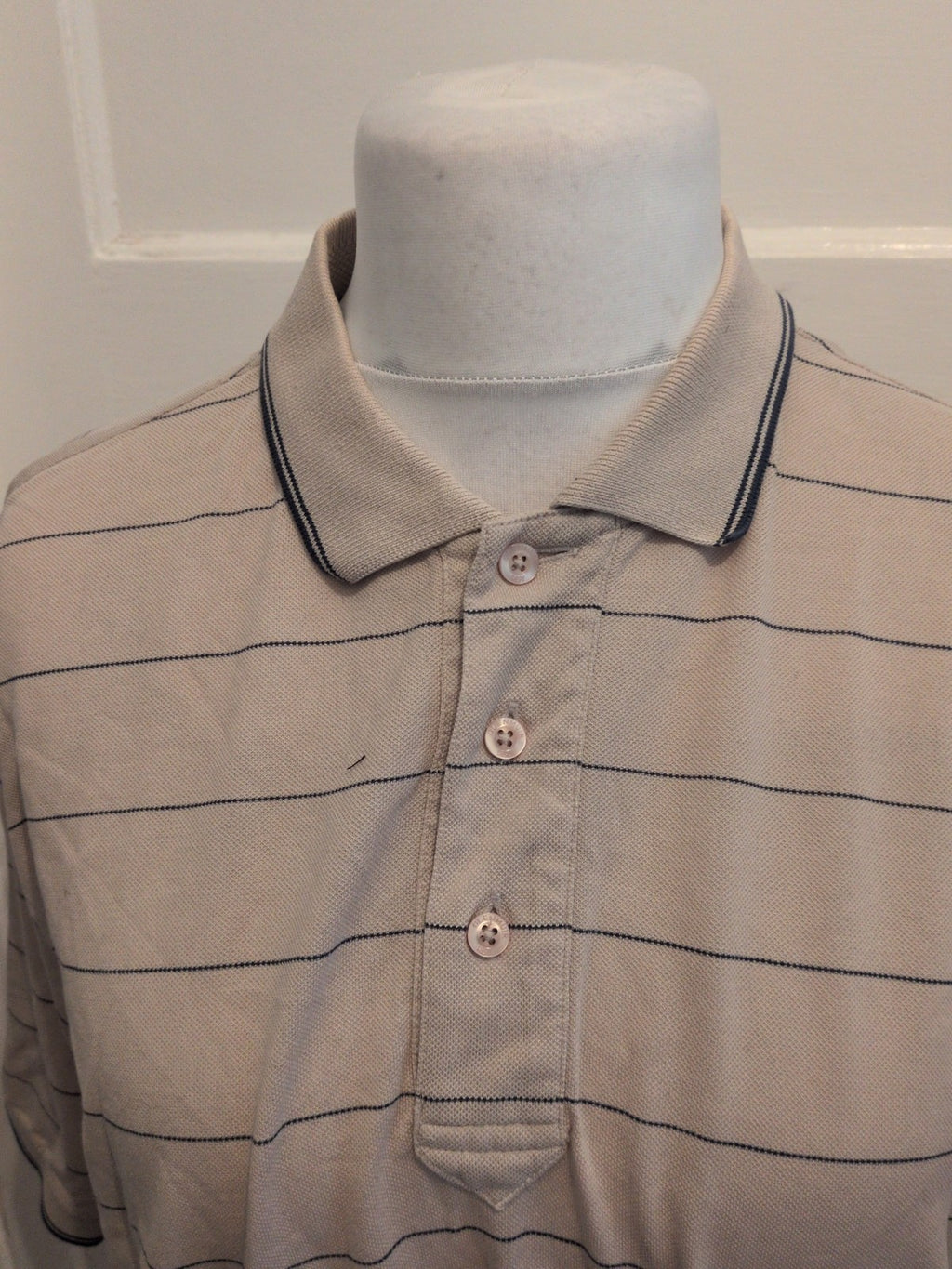 Glenmuir Medium Pale Brown Stripe Short Sleeve Polo