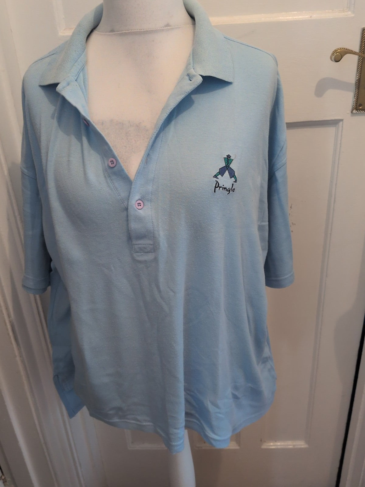 Nick Faldon Pringle Sports XL Blue Short Sleeve Polo