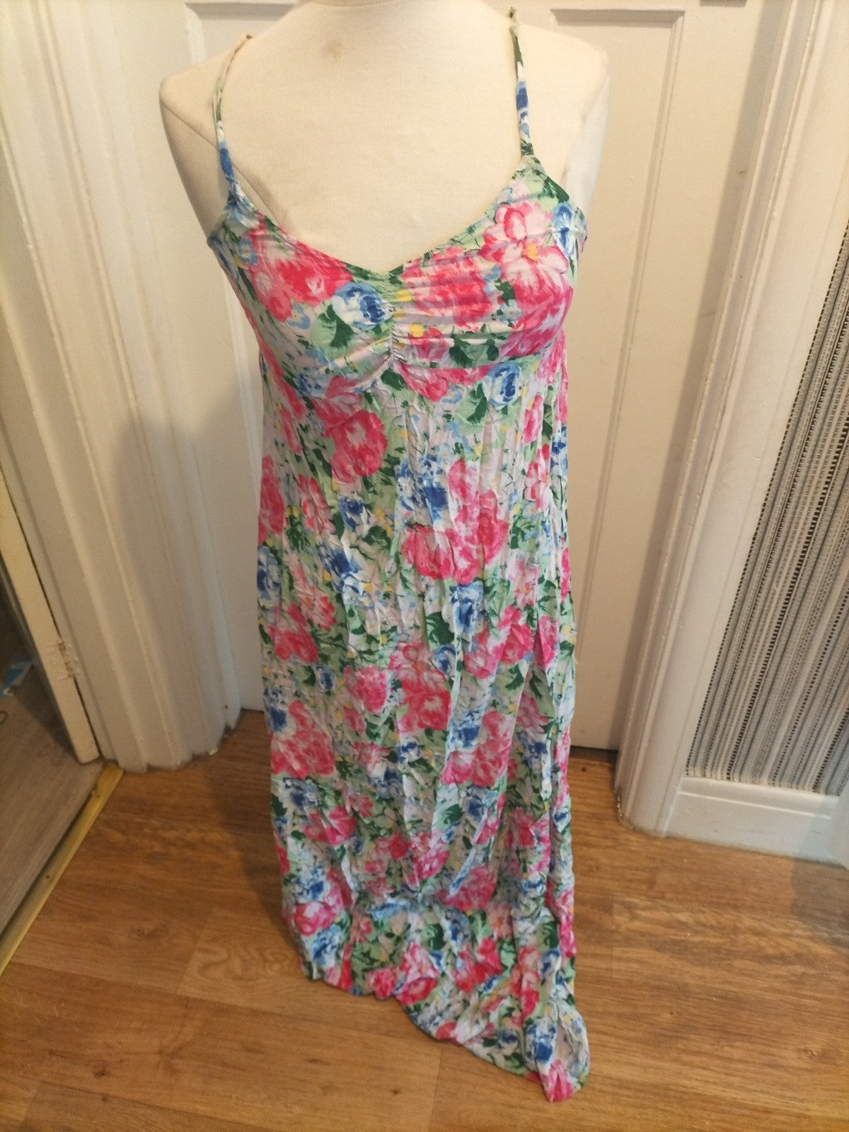 Ladies Divided Size 10 Multicoloured Floral Sleeveless Long Length Dress