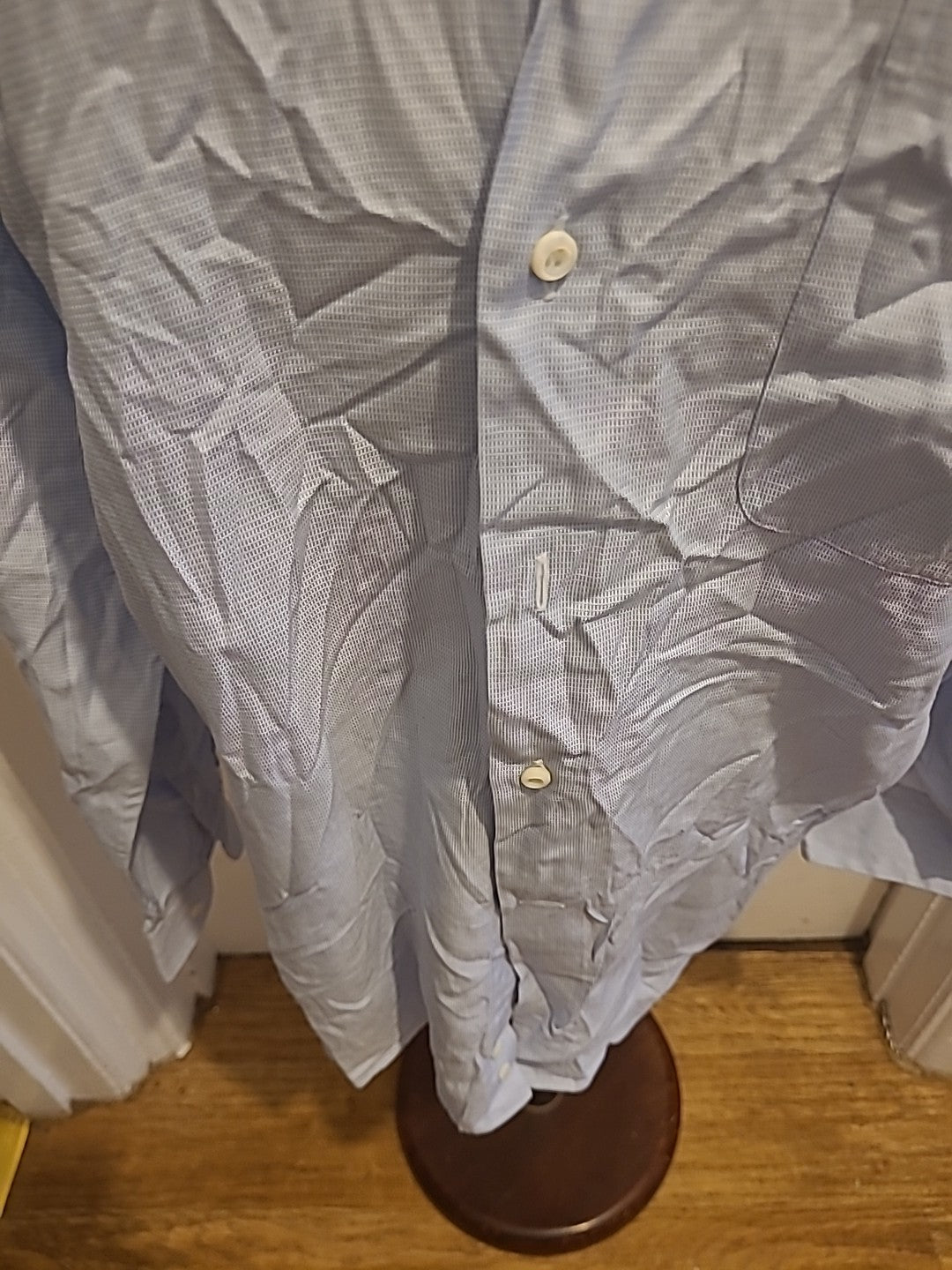 Mens Canali Size 15.75" Blue/White Fleck Long Sleeved Shirt