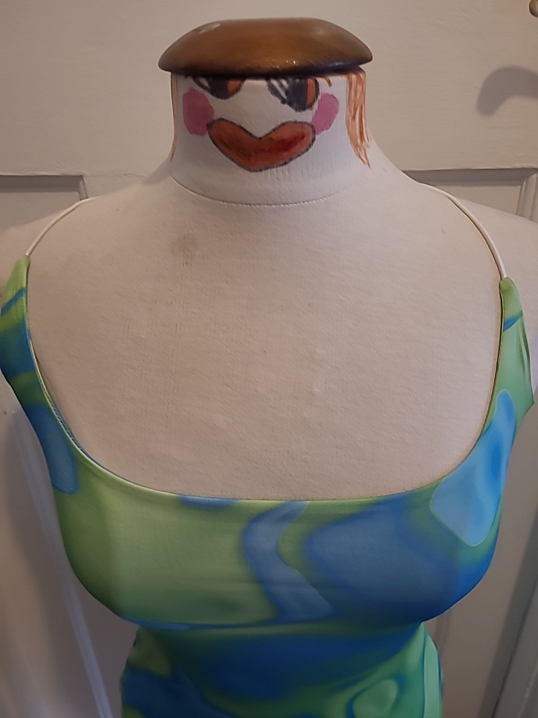Ladies I Saw It First Summer Bodycon Dress Size 6 Blue/green