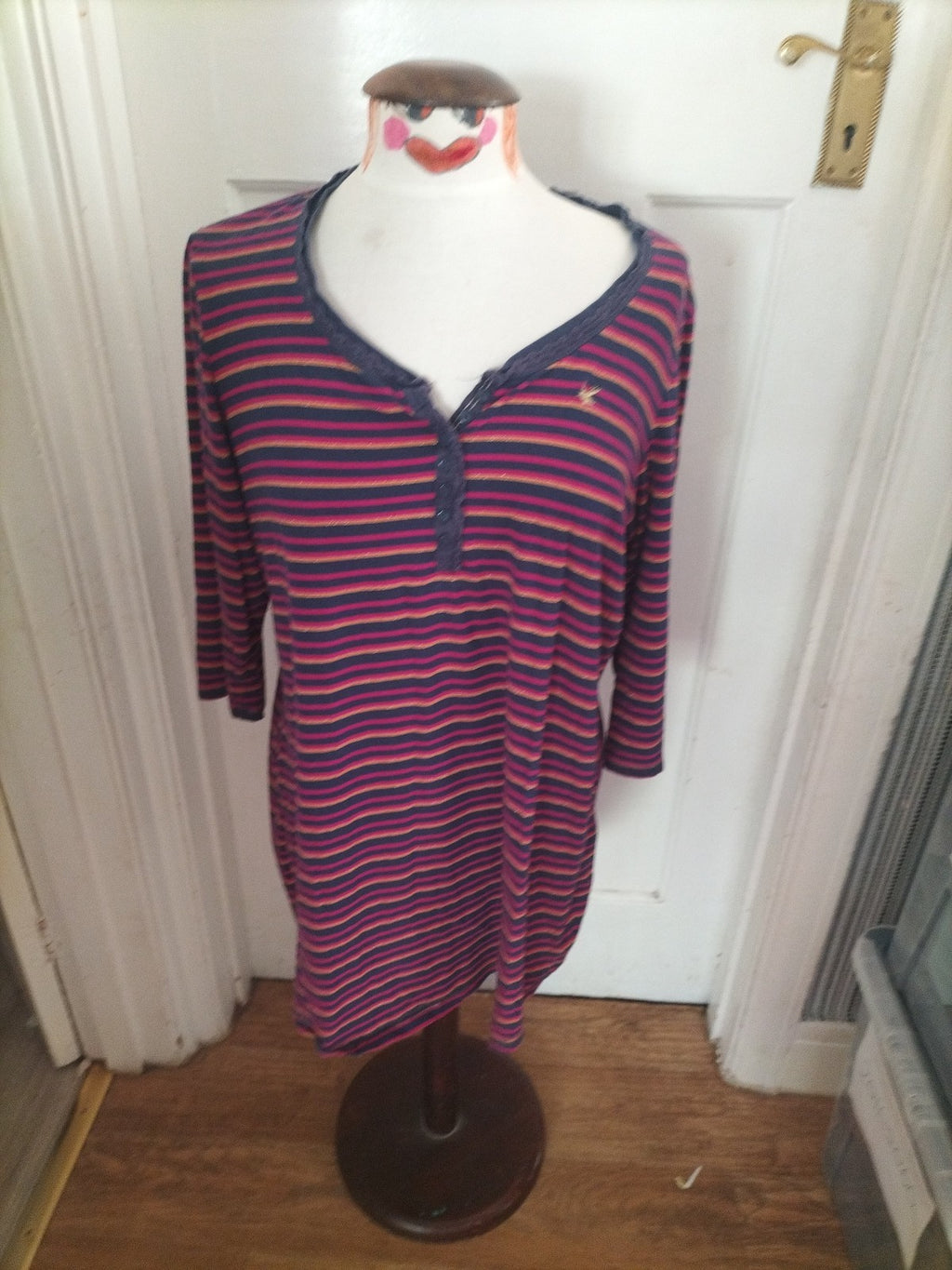 Ladies Limited Size 18 Multi Striped Long Sleeved Blouse