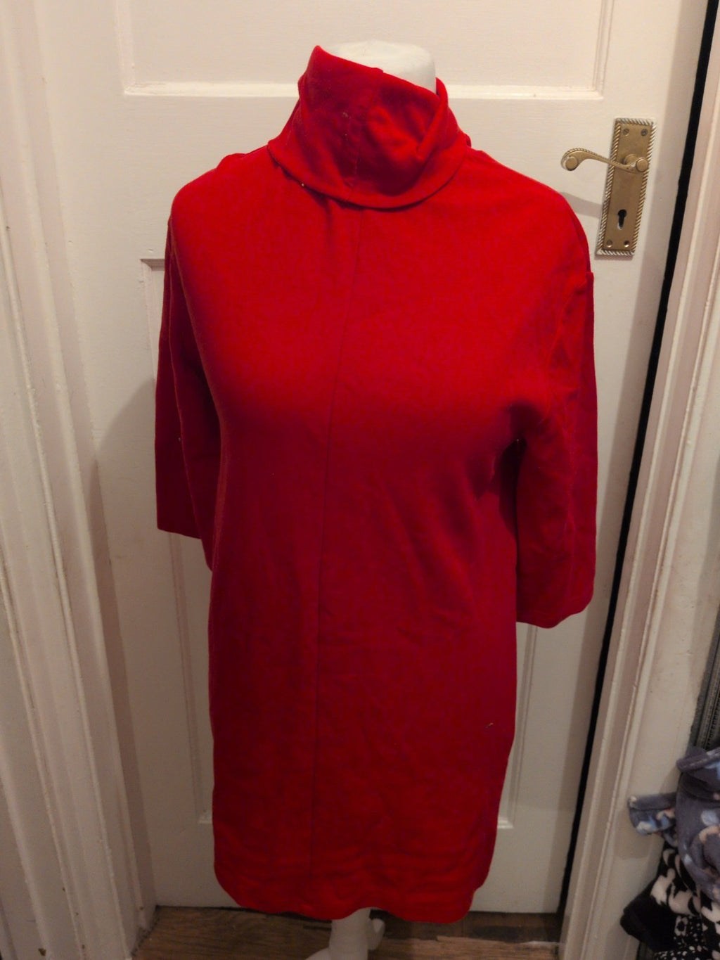 Zara Small Red High Neck Half Sleeve Jumper Dress