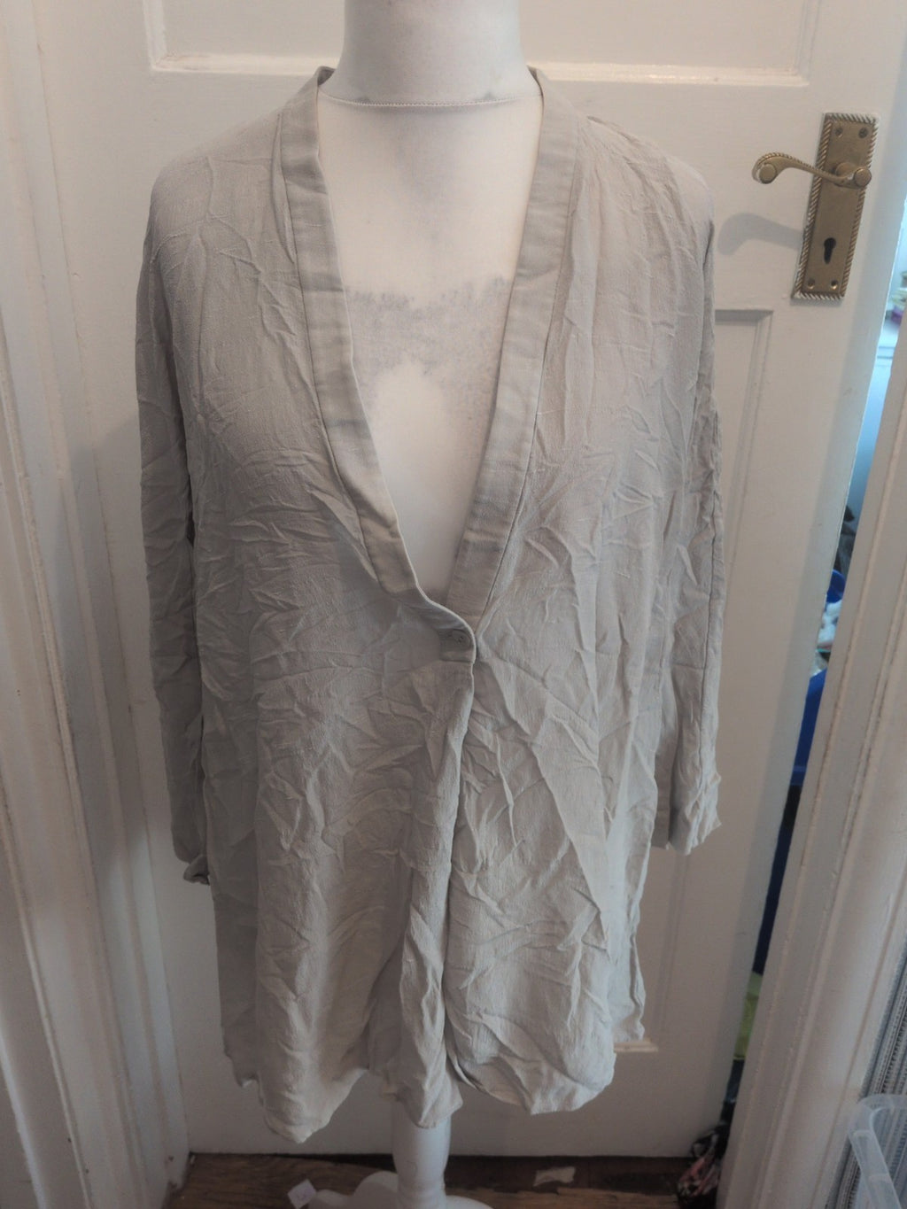 Sara Sturgeon 3 Grey V Neck Long Sleeve Blouse