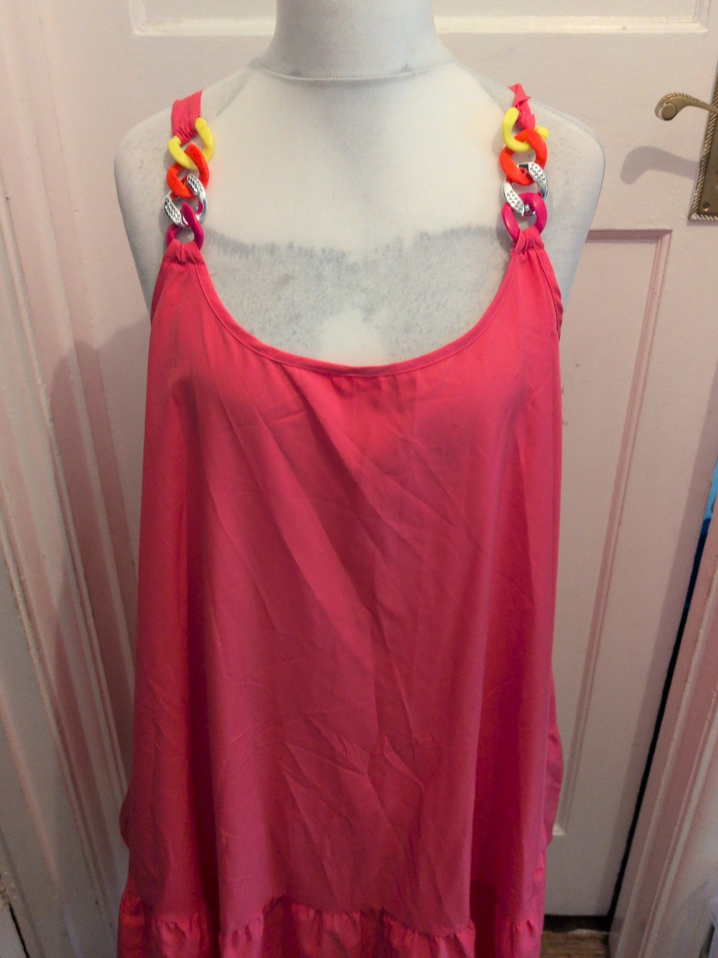 XL Pink Sleeveless Flared Dress