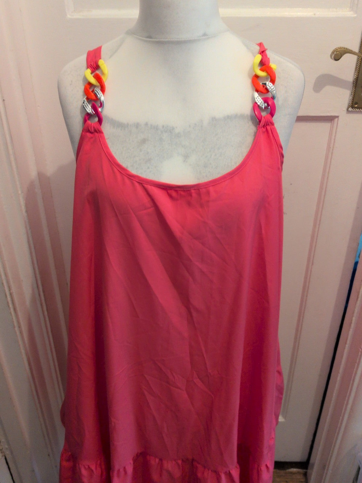 XL Pink Sleeveless Flared Dress
