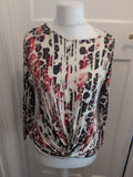 Wallis 12 Red/Beige/Black Long Sleeve Blouse