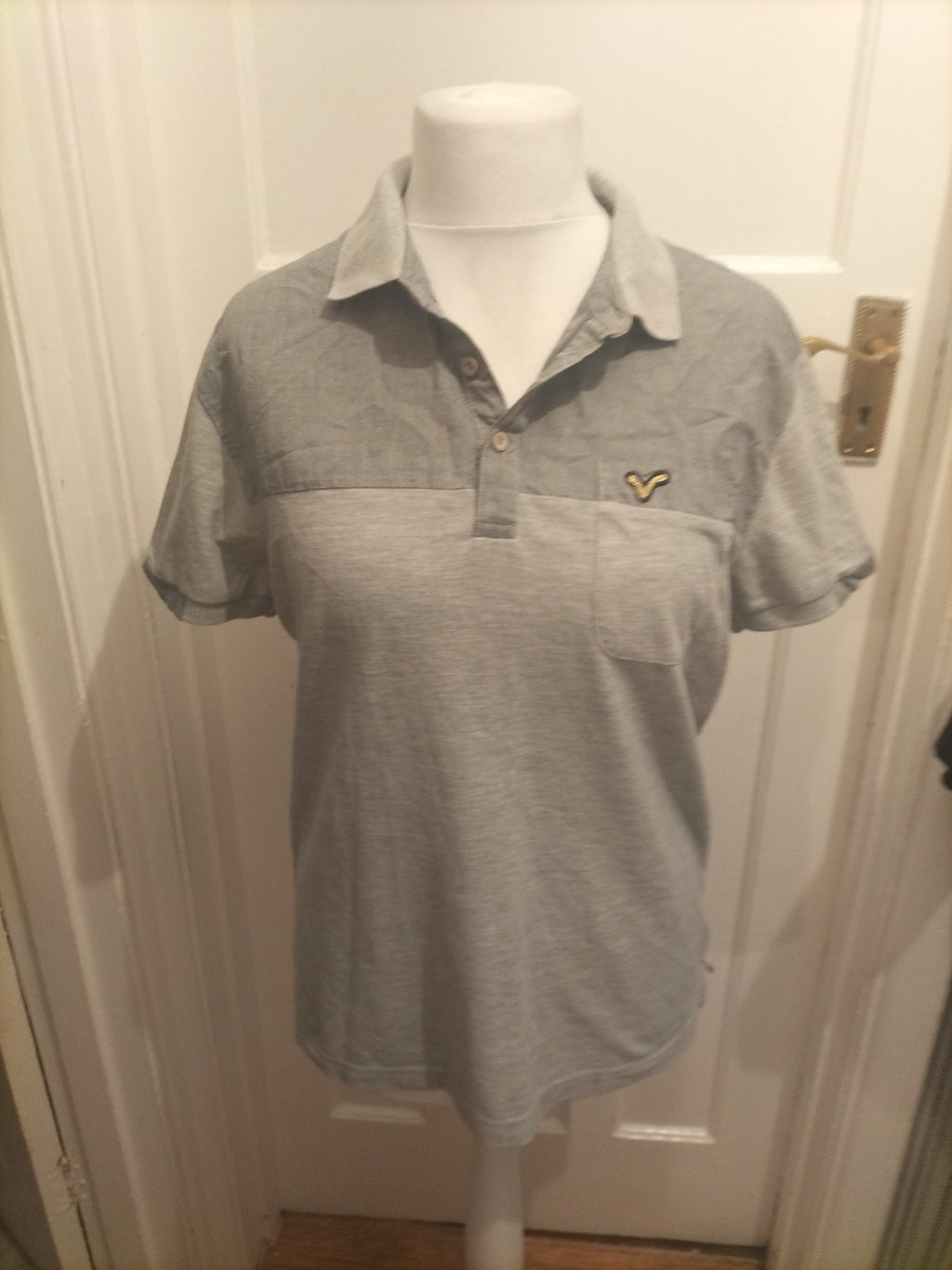 Mens Voi Jeans Size Large Grey Short Sleeved Polo
