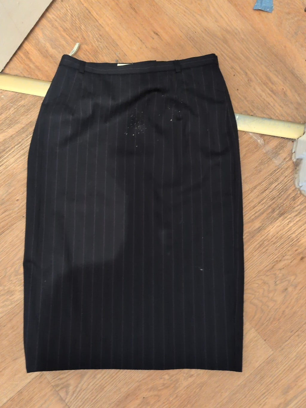 Viyella 12 Navy And Purple Pinstripe Lined Straight Skirt