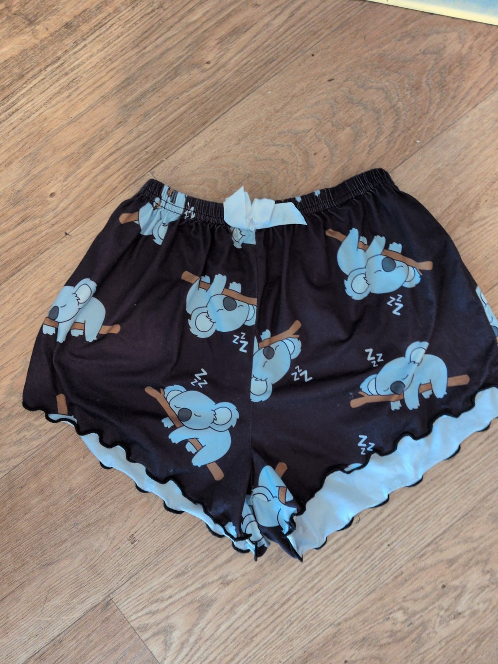 XS Black Koala Elasticated Sleep Shorts