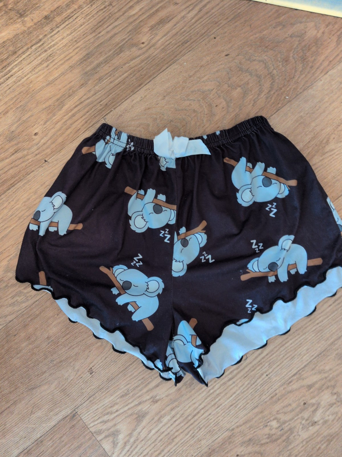 XS Black Koala Elasticated Sleep Shorts