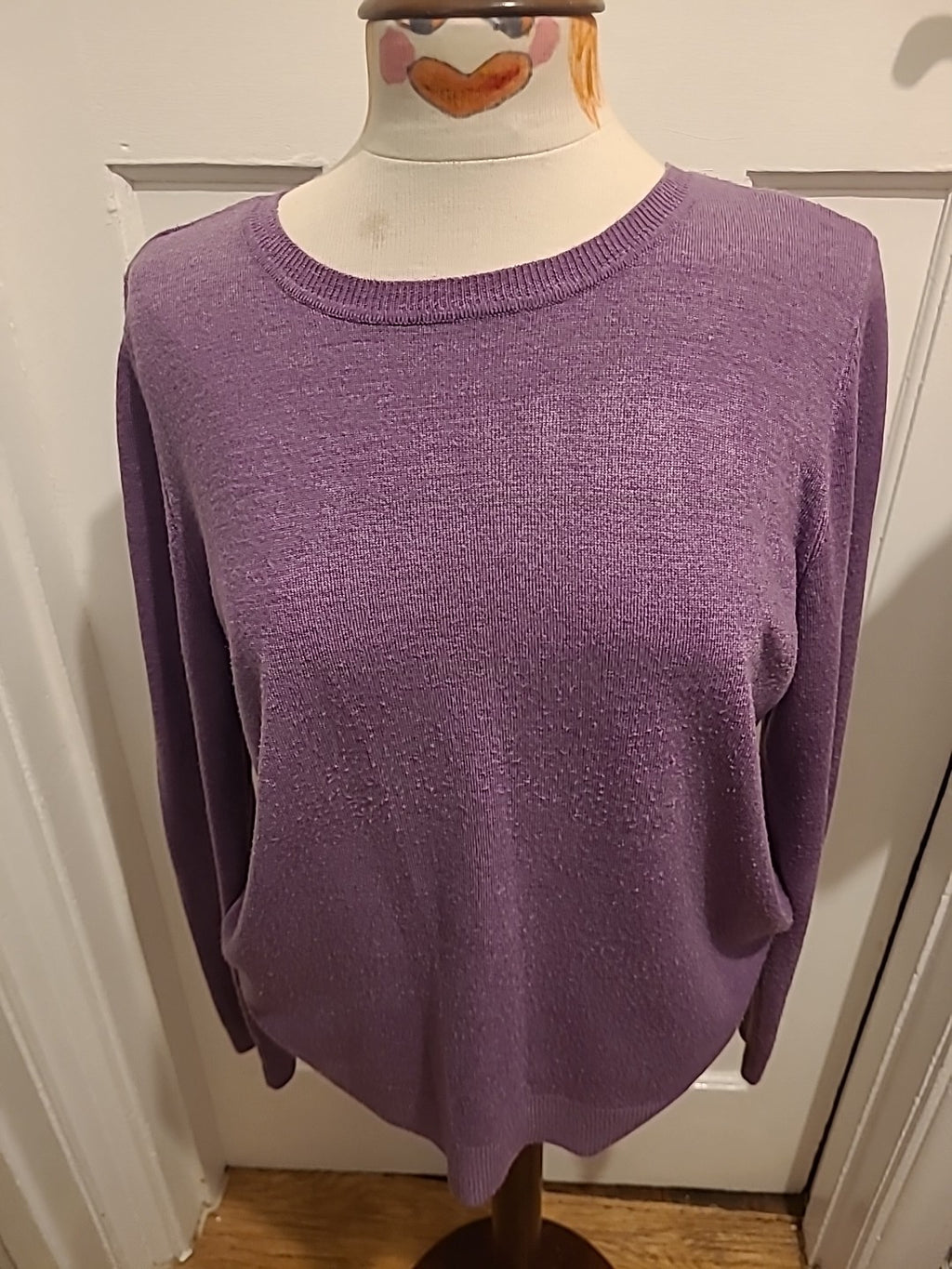 Ladies Bonmarche Size 14 Purple Ribbed Pullover Jumper
