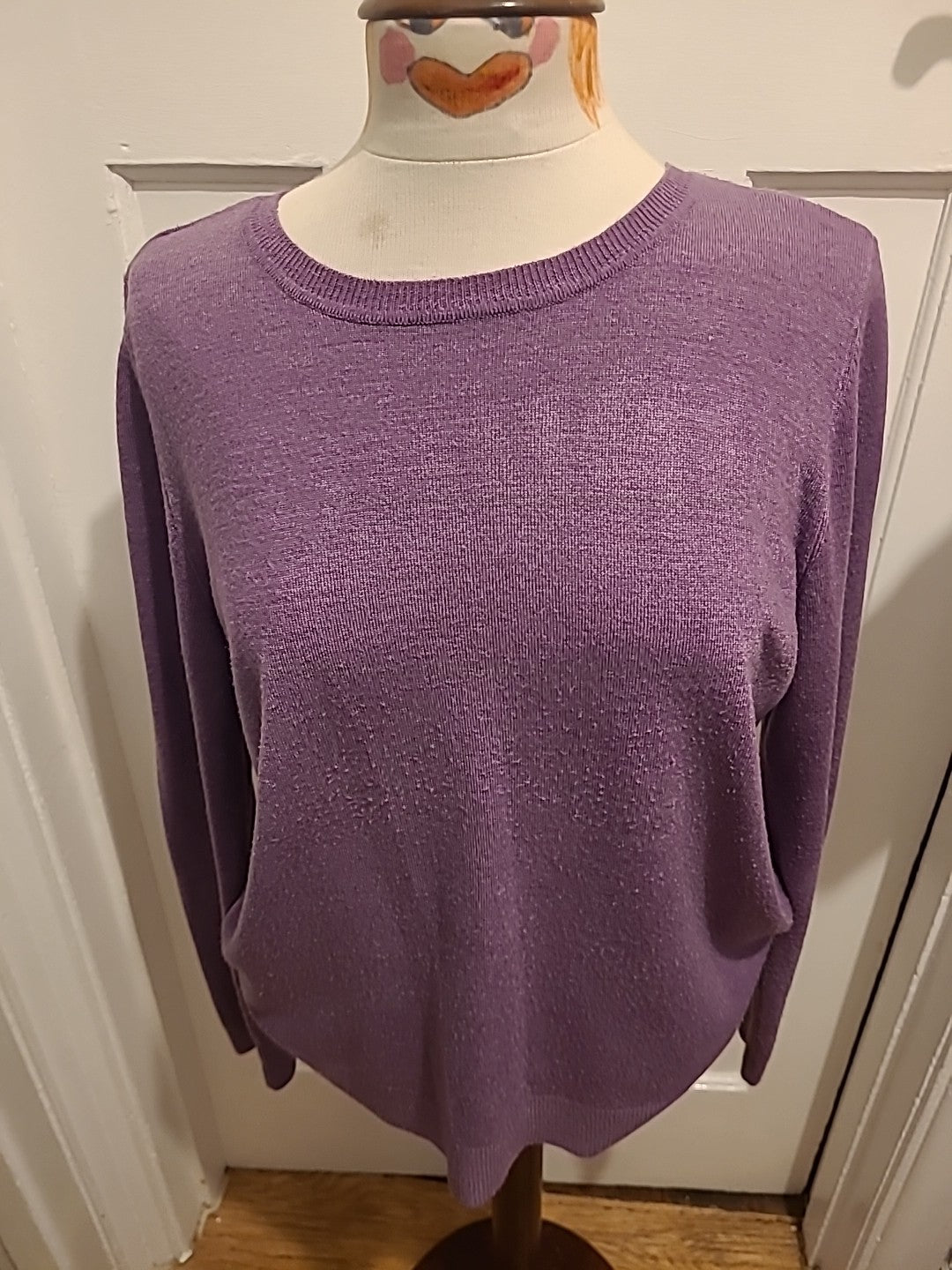 Ladies Bonmarche Size 14 Purple Ribbed Pullover Jumper